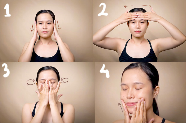 Cách massage mặt kiểu Nhật lực tương đối mạnh